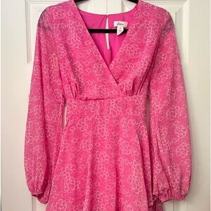 long sleeve pink mini dress - size medium